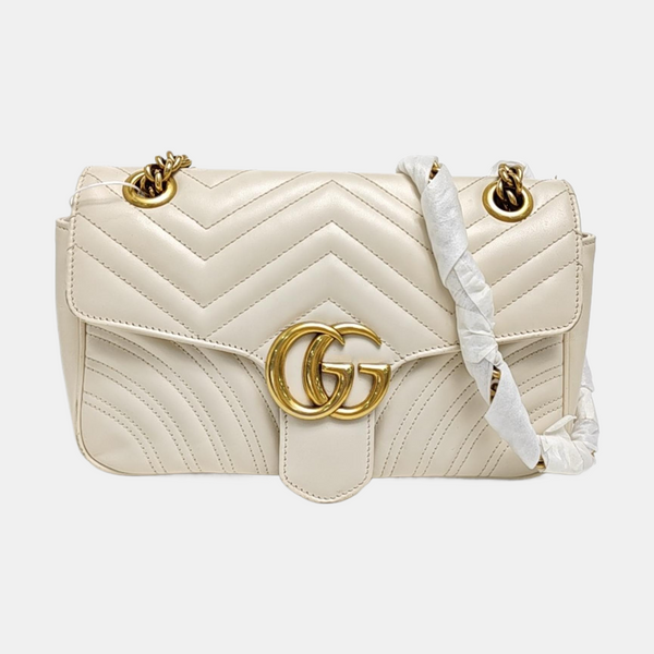 GG Marmont Medium Quilted Calfskin White