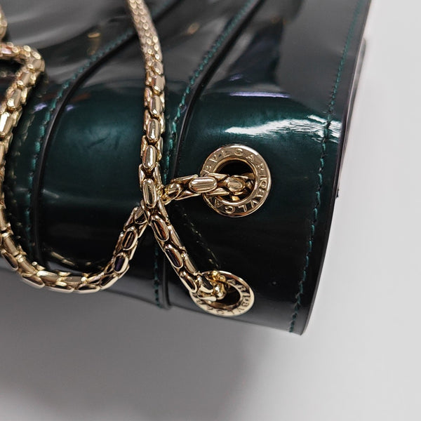 SERPENTI FOREVER Quilted Patent Leather Green