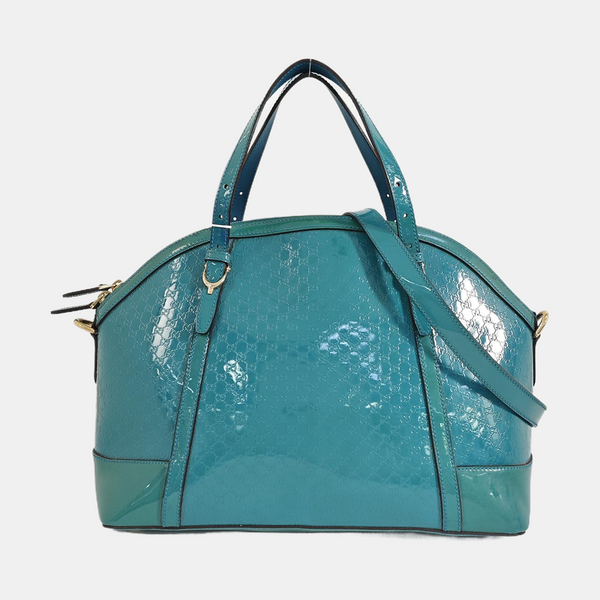 Monogram Patent Leather Shoulder Bag Blue