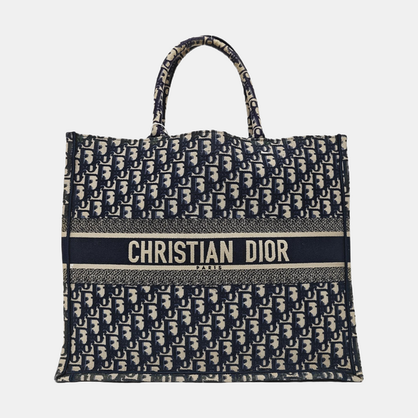 Book Tote Large Oblique Canvas Blue