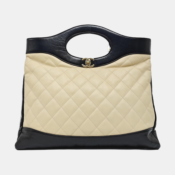 CHANEL 31 Large Quilted Calfskin Beige