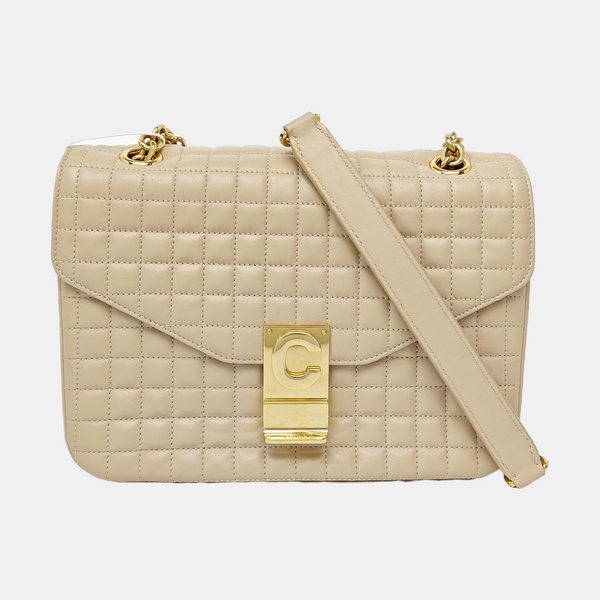C Medium Quilted Calfskin Beige