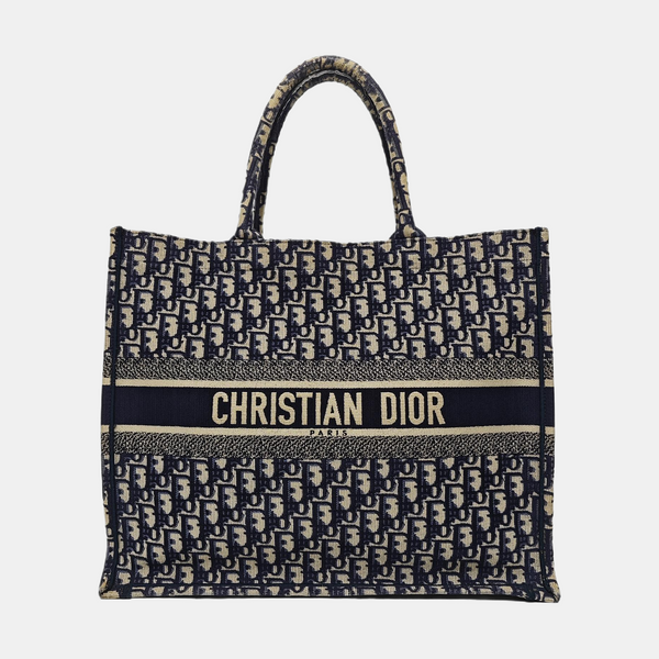 Book Tote Large Oblique Canvas Blue