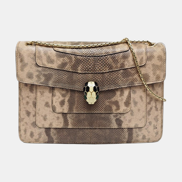 SERPENTI FOREVER Medium Quilted Python Beige