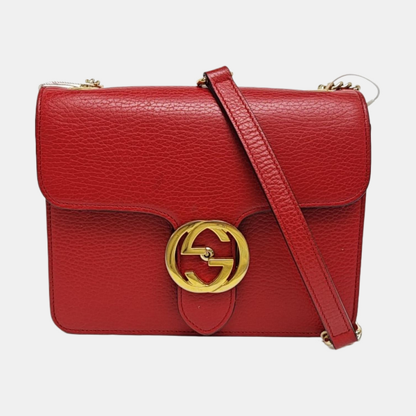 Interlocking G Small Calfskin Red