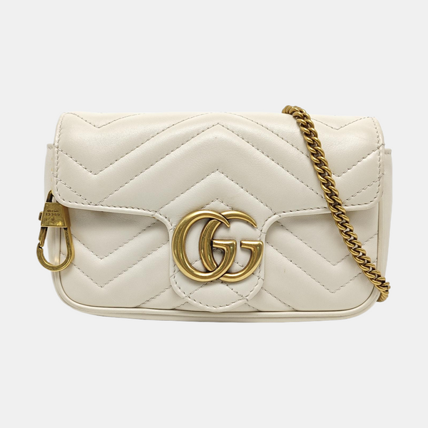 GG Marmont Mini Quilted Calfskin White