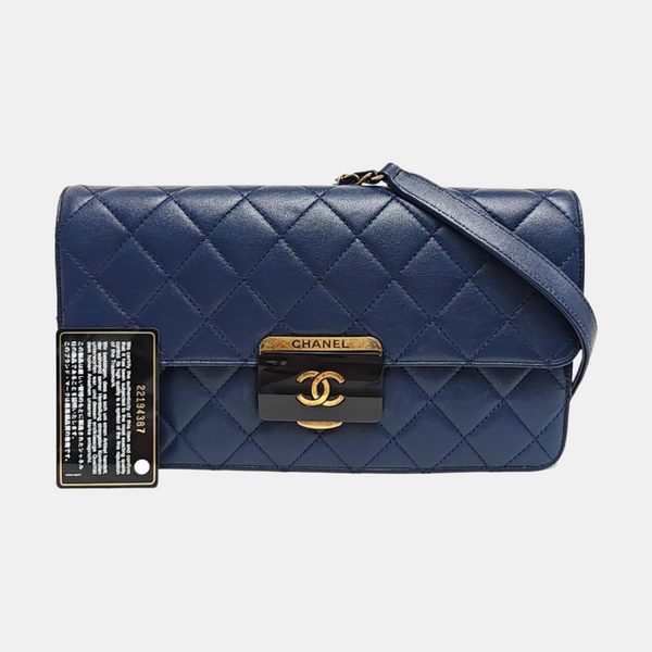BEAUTY LOCK Quilted Calfskin Blue