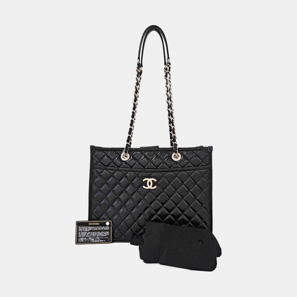 Quilted Calfskin Shoulder Bag Black