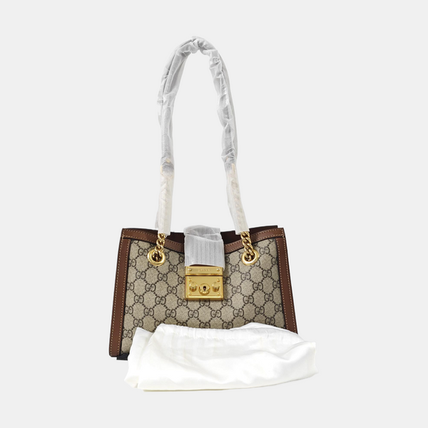 Padlock Small Monogram Coated Canvas Beige