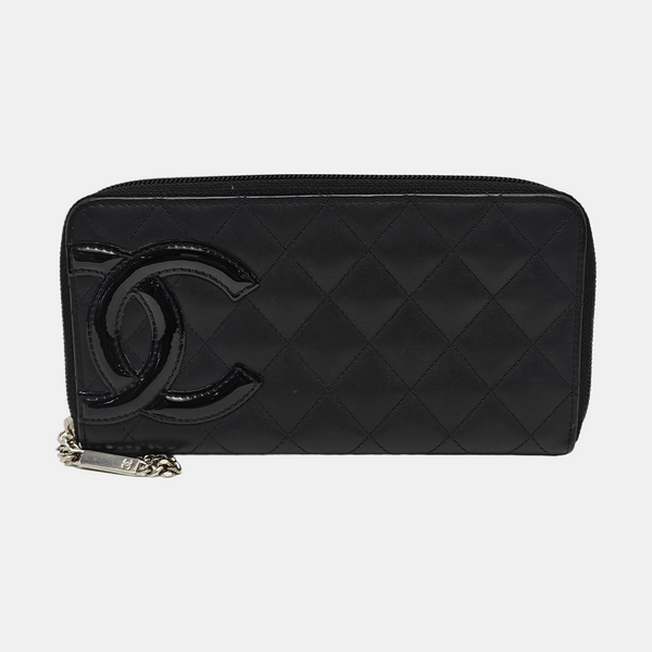CAMBON Quilted Calfskin Black Wallet