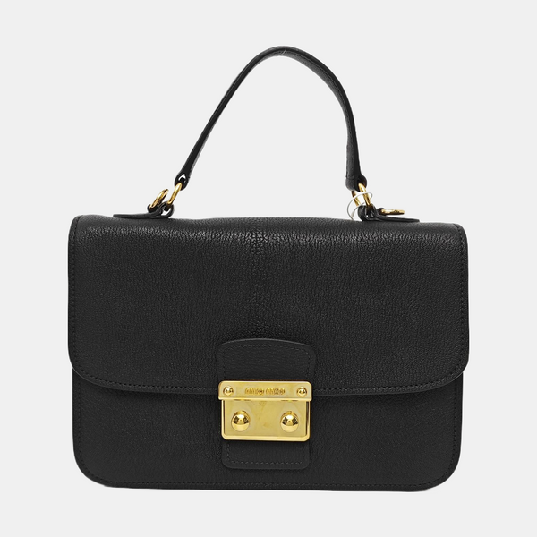 Calfskin Top Handle Bag Black