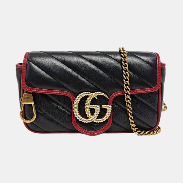 GG Marmont Super Mini Quilted Calfskin Black