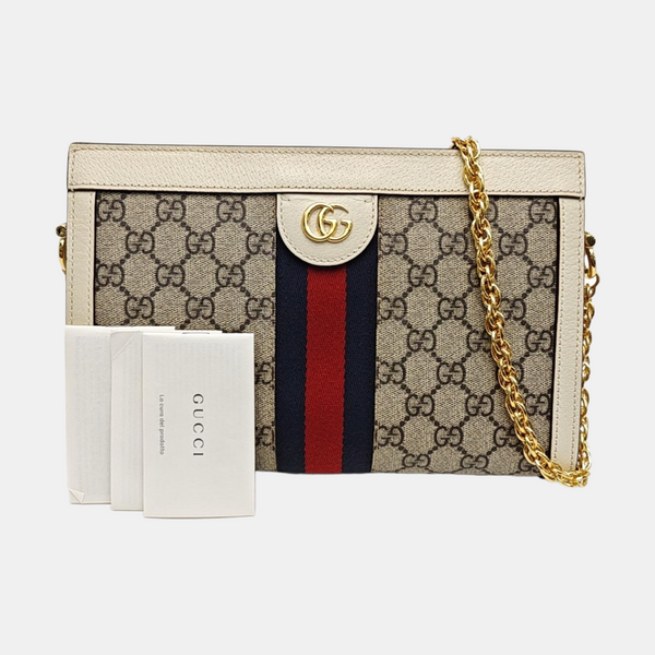 Ophidia Small Monogram Coated Canvas Beige