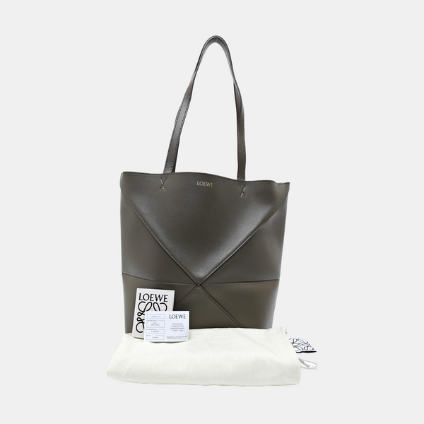 Puzzle Fold Medium Quilted Calfskin Green