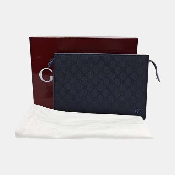 GG Supreme Small Monogram Coated Canvas Blue