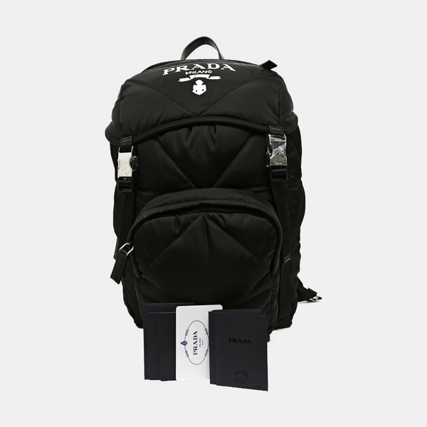 Quilted Nylon Backpack Black