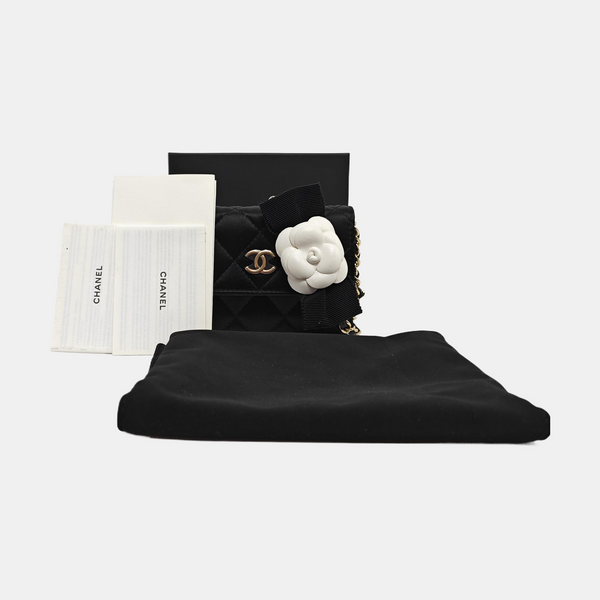 Quilted Fabric Shoulder Bag Black