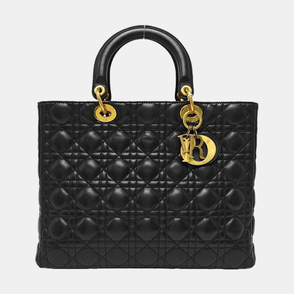 Lady Dior Large Cannage Lambskin Black