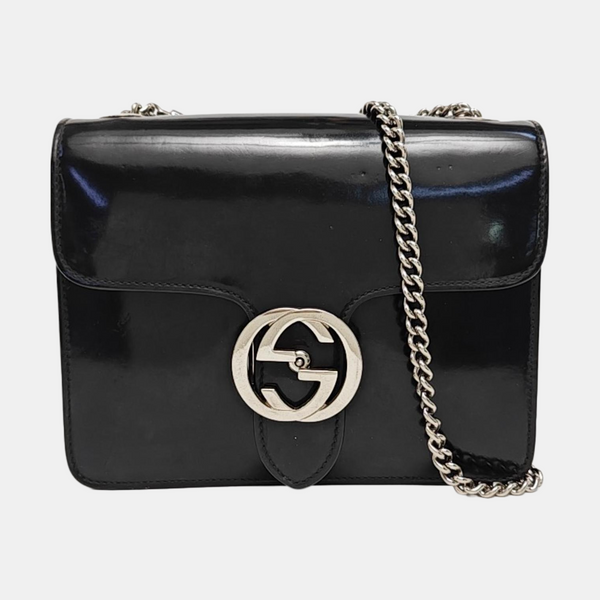 Interlocking G Small Calfskin Black