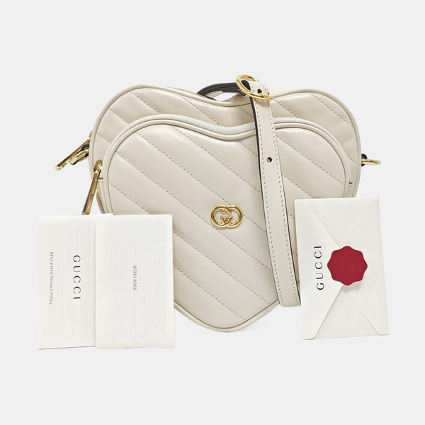 GG Marmont Small Quilted Calfskin White