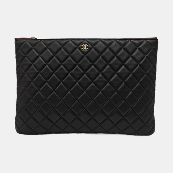 Quilted Lambskin Clutch Black