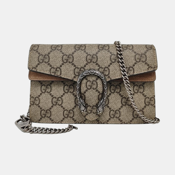 Dionysus Super Mini Monogram Coated Canvas Beige