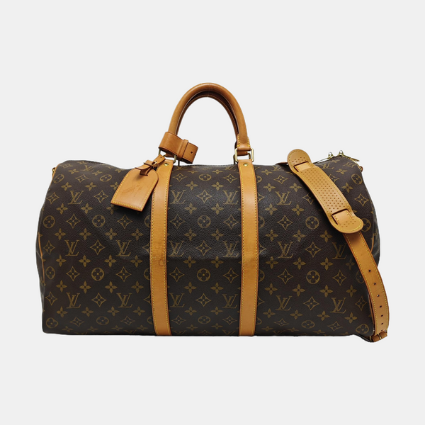 KEEPALL 50 Monogram Coated Canvas Brown