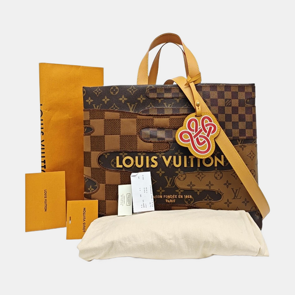 SHOPPER MM Damier Ebene Coated Canvas Brown