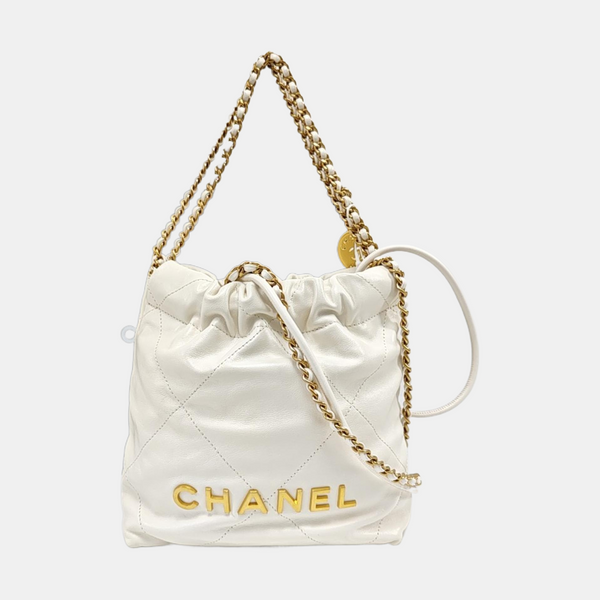 CHANEL 22 Mini Quilted Calfskin White