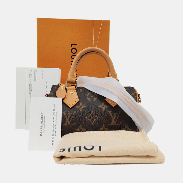 Authenticated pre-owned SPEEDY Nano Monogram Coated Canvas Brown - Shoulder Bag at Looply