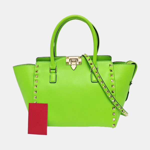 Rockstud Small Calfskin Green
