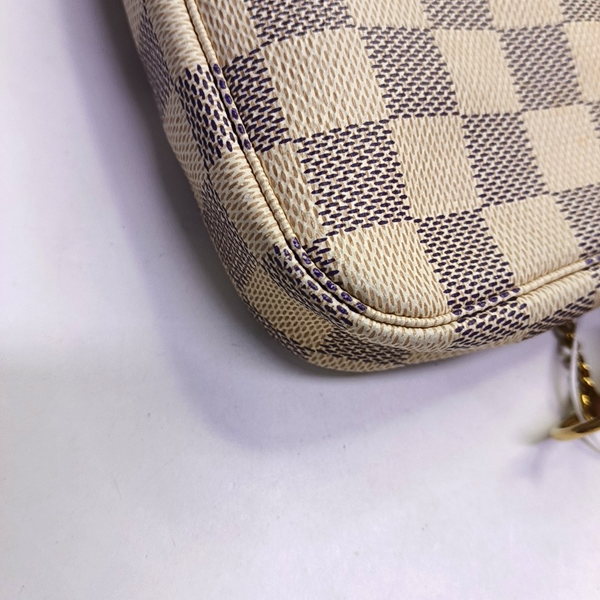 Authenticated pre-owned ACCESSOIRES Mini Damier Azur Coated Canvas White - Top Handle Bag at Looply
