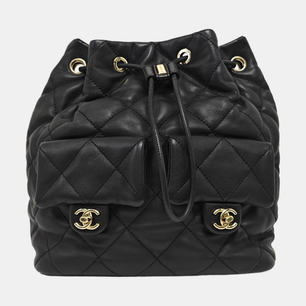 Quilted Lambskin Backpack Black