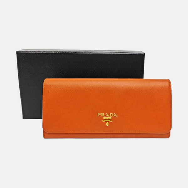 Fold Wallet Saffiano Calfskin Orange Wallet