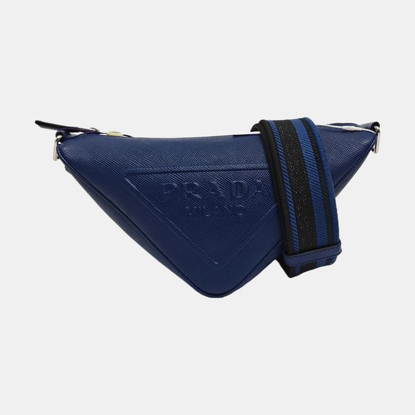 Authenticated pre-owned Triangle Calfskin Blue - Shoulder Bag at Looply