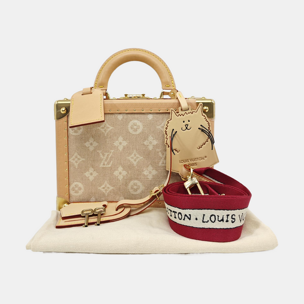 Monogram Denim Shoulder Bag Beige