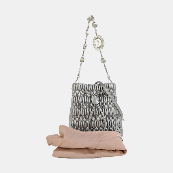 Lambskin Bucket Bag Silver