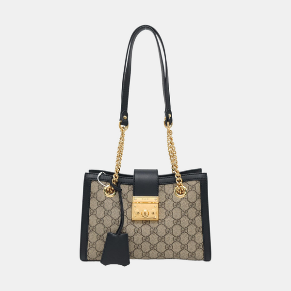 Padlock Small Monogram Coated Canvas Beige