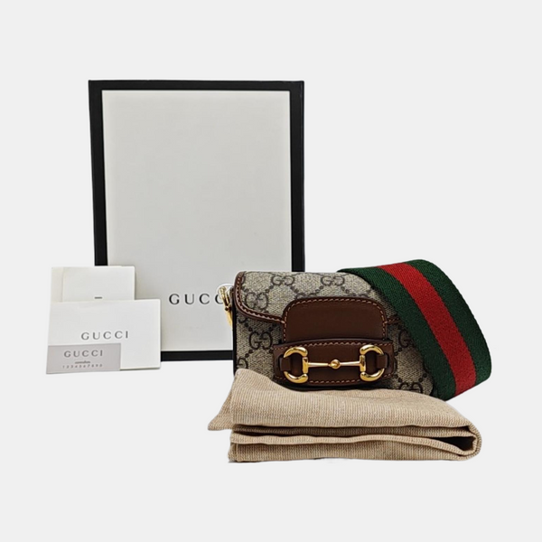 Authenticated pre-owned Horsebit 1955 Monogram Coated Canvas Beige - Shoulder Bag at Looply