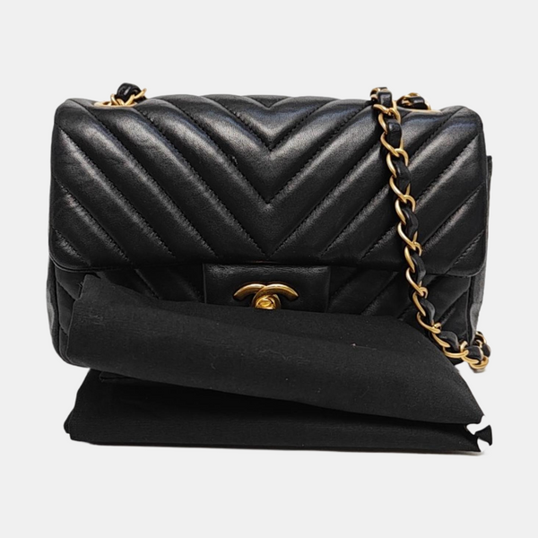 CLASSIC FLAP Mini Chevron Lambskin Black