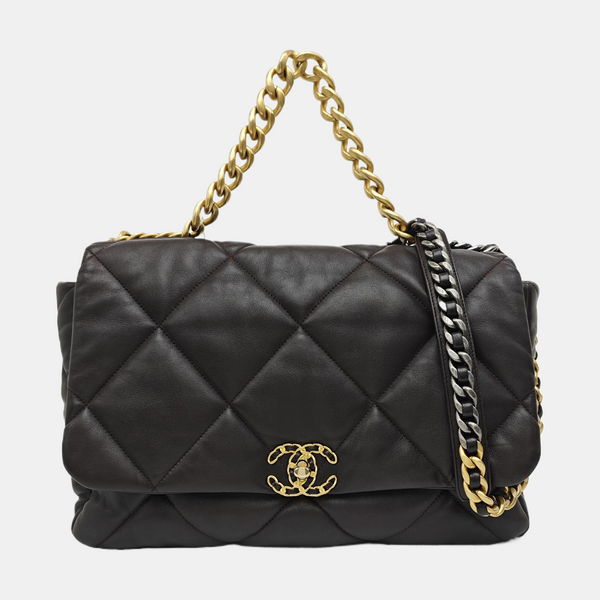 CHANEL 19 Maxi Quilted Calfskin Brown