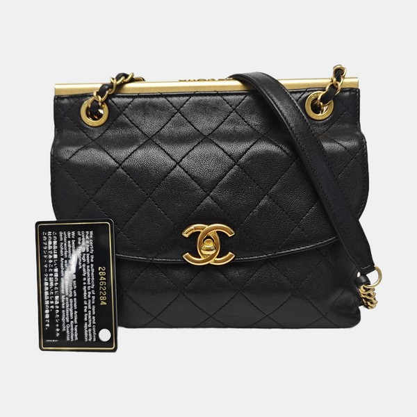 Quilted Calfskin Shoulder Bag Black
