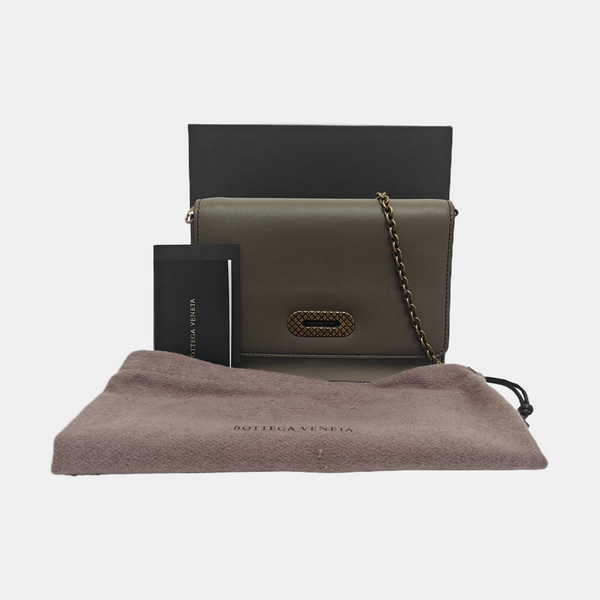 Chain Wallet Lambskin Gray