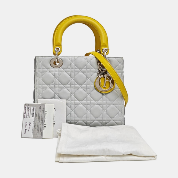 Lady Dior Medium Cannage Lambskin Gray