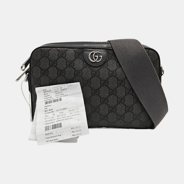 Ophidia Large Monogram Coated Canvas Gray
