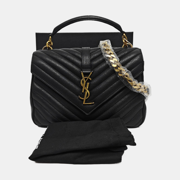 COLLEGE Medium Chevron Lambskin Black