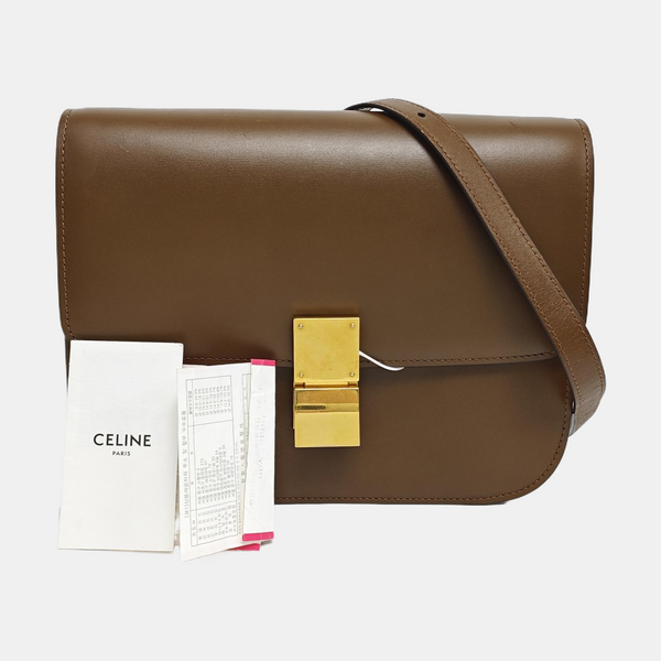 CLASSIC BOX Medium Calfskin Brown