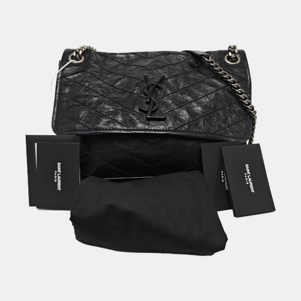 NIKI Medium Chevron Calfskin Black