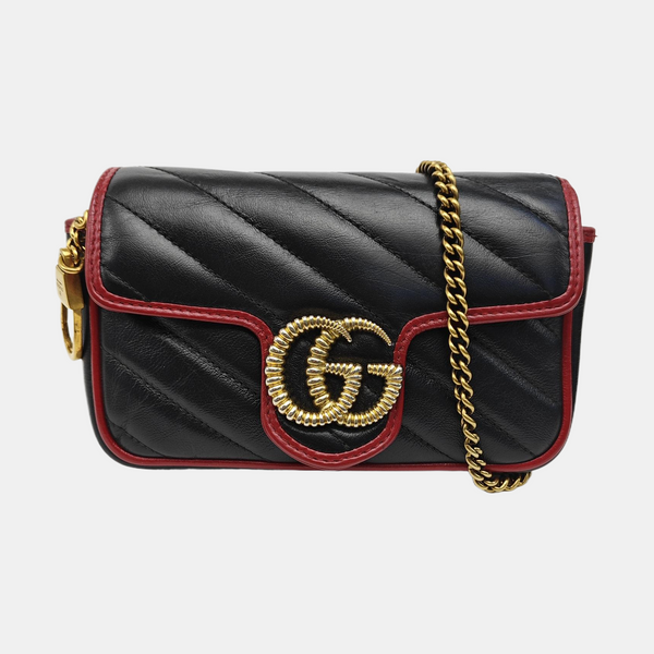 GG Marmont Super Mini Quilted Calfskin Black