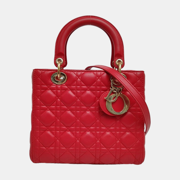 Lady Dior Medium Cannage Lambskin Red